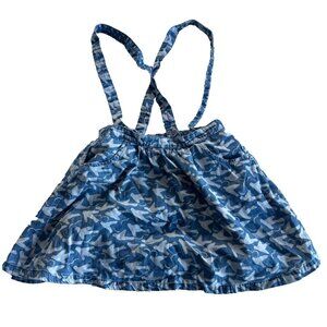 Mini Boden 7-8Y Blue White Bird Suspender Dress